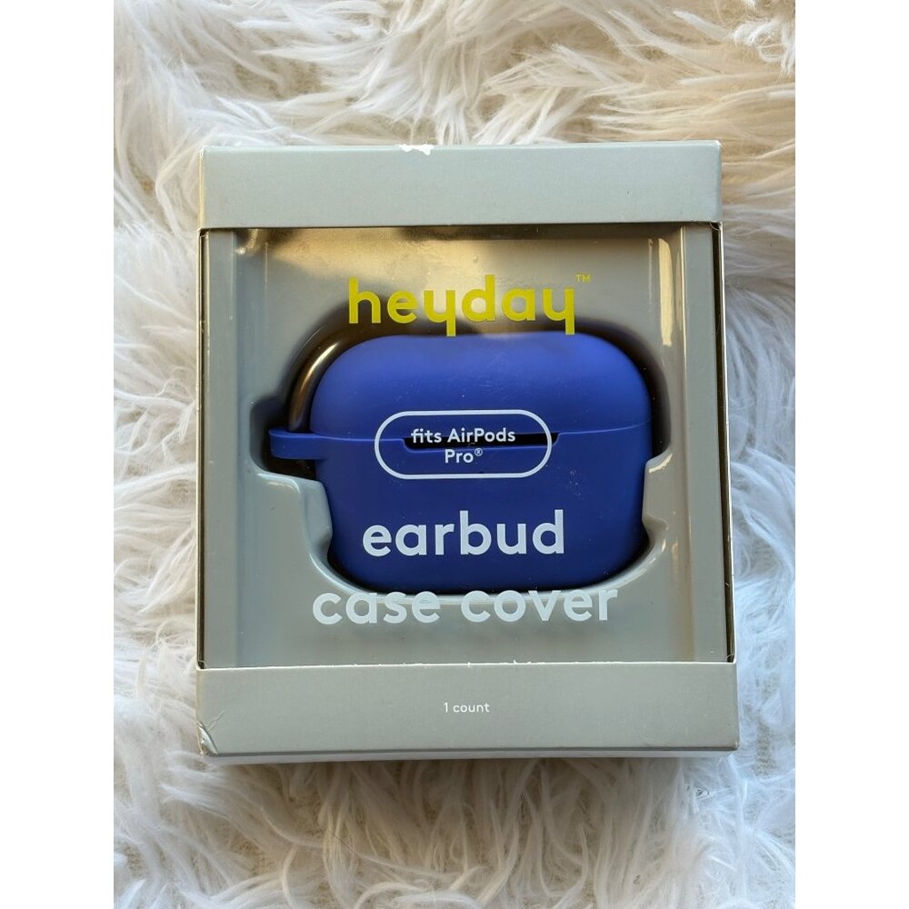 Heyday Blue Earbud Case Cover For AirPods Pro With Carabiner Clip Wireless Charg